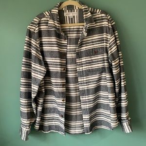100% cotton thick warm striped button down shirt.